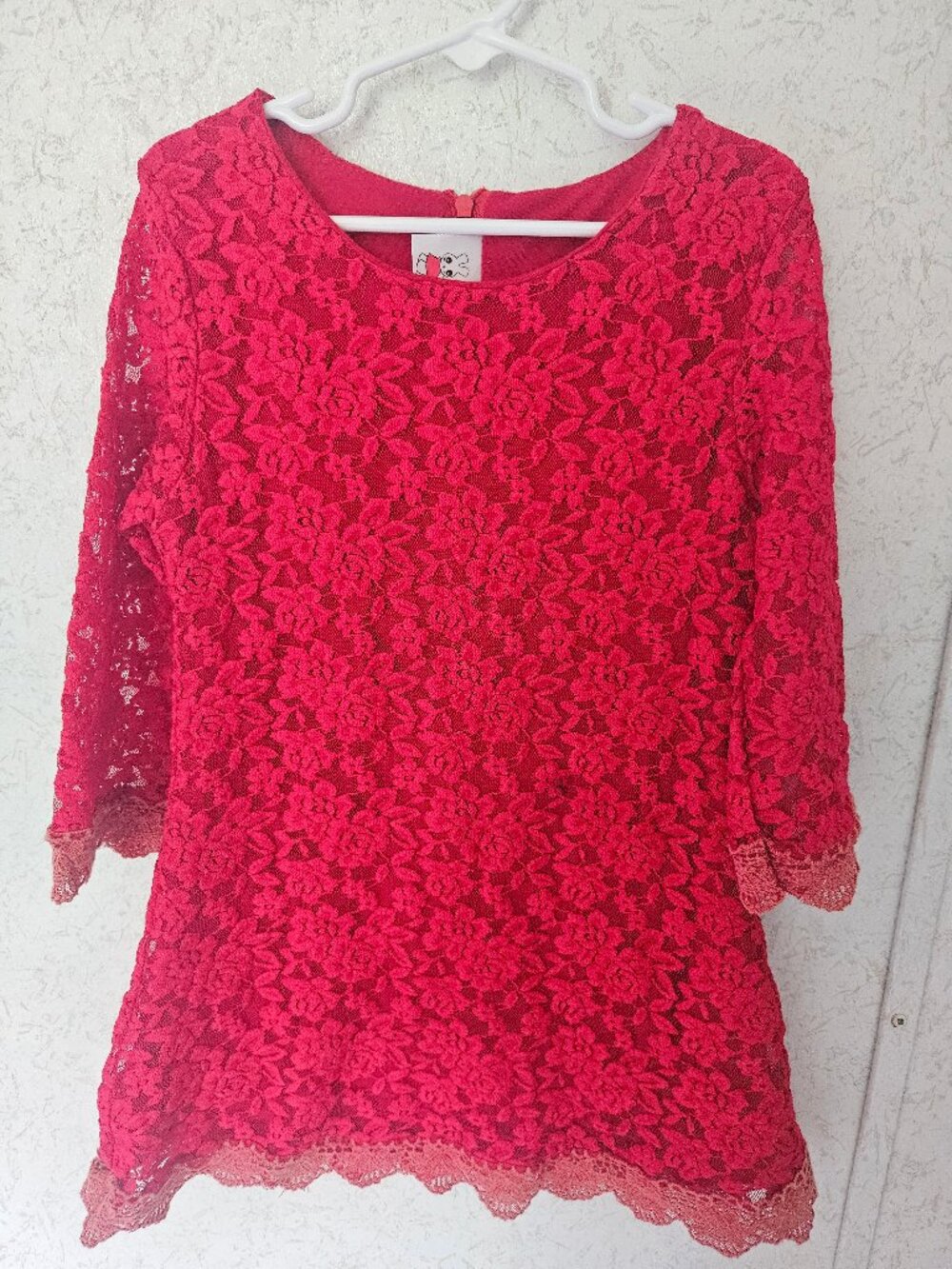 Girls Nishimatsuya Japanese Red Lace Long Sleeve Dress Size 150 (US 10/12)